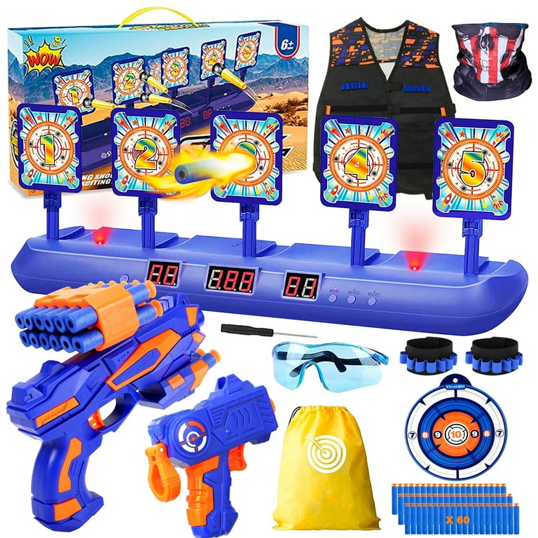 Electronic Shooting Game Auto Reset Targets Targets with 80 Foam Dart Christmas Birthday New Year Party Gifts for 5 6 7 8 9 10 Years Old Kids