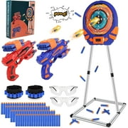 Electronic Shooting Target with Foam Blaster and 2 Toy Blasters, Electronic Scoring Auto Reset Digital Targets for Nerf Blasters Toys Shooting Game Toy