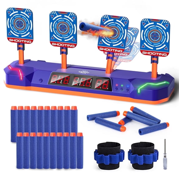 Electronic Shooting Targets for Nerf, Auto Reset Digital Target with LED Light, Shooting Targets Toy for Kids Boys Girls 4 5 6 7 8 - Blue