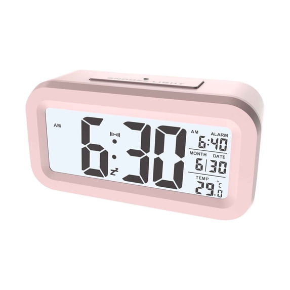 Electronic Smart Alarm Clock, Light Sensing Temperature Version, Silent LCD Clock for Student Bedroom