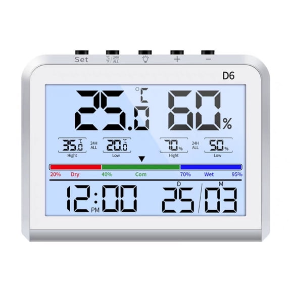 Electronic Thermometers Hygrometer Digital Temperature Humidity Monitor With 24Hours Memory And Easily Read LCD Display