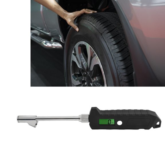 Electronic Tire Pressure Gauge with Dual Head Push Pull Function and 0-14bar Measurement Range LCD Display
