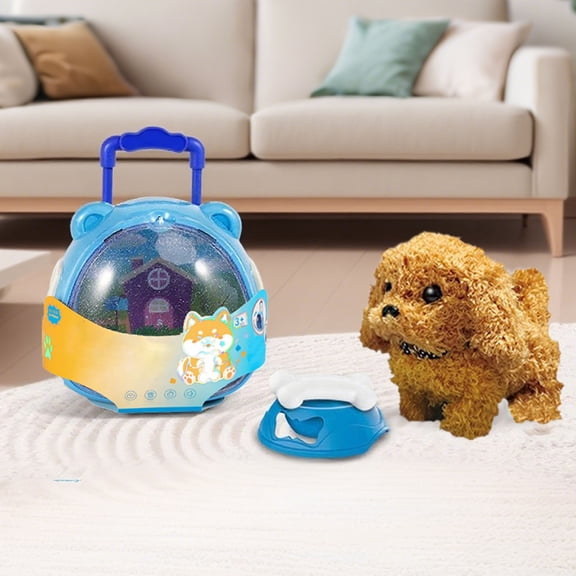 Electronic Toy Puppy Interactive Walking Barking Realistic Pet Companion for Kids Indoor Outdoor Play Soft Stuffed Animal Toy, 12.2×8.27×6.1 inch, BlueC