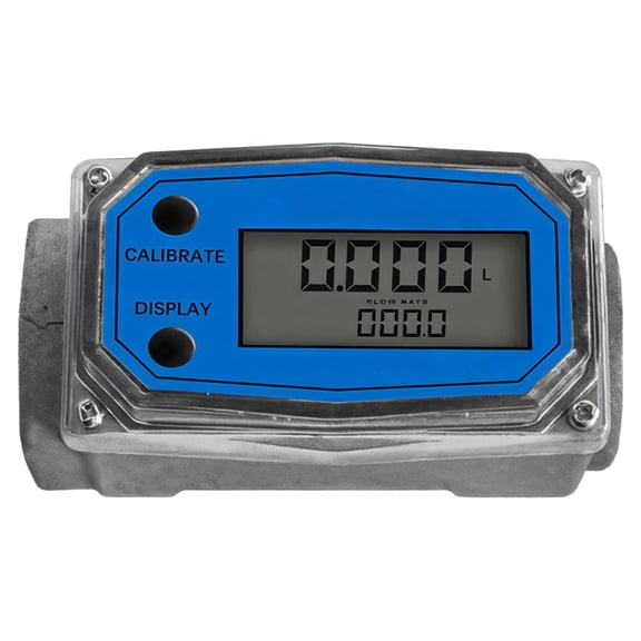 Electronic Turbine Flow Meter, Stainless Steel, 1-inch Threaded, LCD Screen, Battery Operated, Calibration Function for Diesel, Gasoline, Methanol, Kerosene, Water, Quality