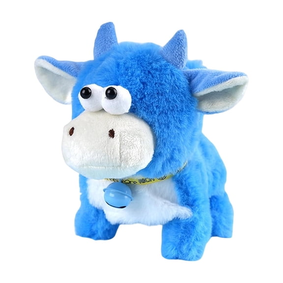 Electronic Walking Plush Cow Toy with Sound Moving Tail Simulation Animal Interactive Pet for Kids Battery Operated Batteries Not Included
