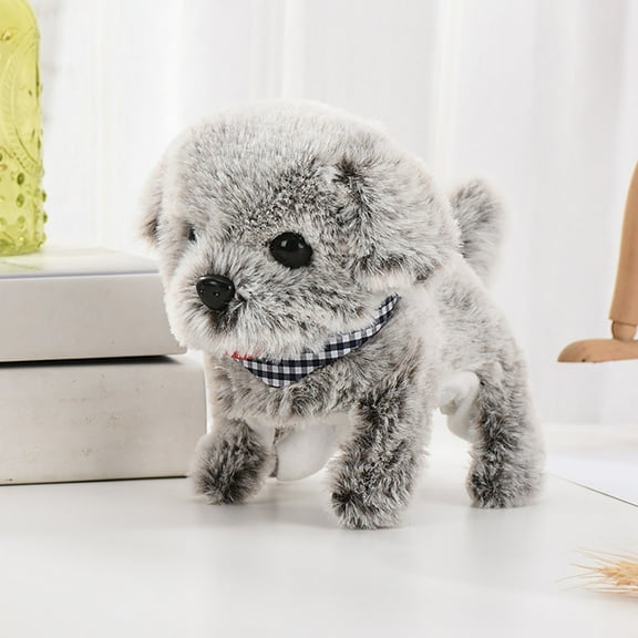 Electronic Walking Plush Dog Toy, 16x15x9cm Simulation Dog Doll Decoration, Electronic Interactive Pet Dog, Children Plush Stuffed Animals Toy, Puppy Pet Dog Doll for Boys Girls Age 3+
