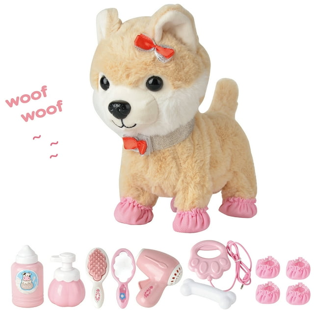 Electronic Walking Plush Dog Toy with Remote Control Leash, Realistic