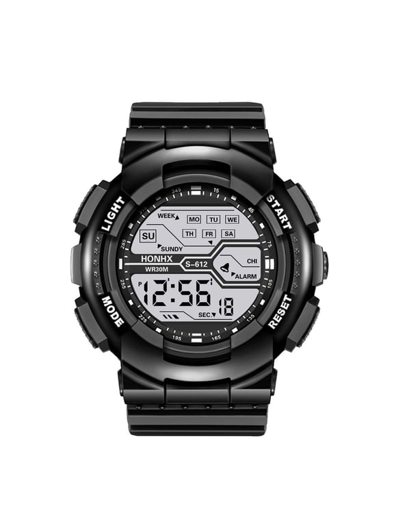 Electronic Watch, Sport Digital Watch with Stopwatch Alarm, 50mm Resin Case Water Resistant Multifunction Wristwatch for KidsAdults, Black