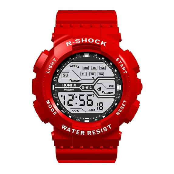 Electronic Watch, Sport Digital Watch with Stopwatch Alarm, 50mm Resin Case Water Resistant Multifunction Wristwatch for KidsAdults, Red