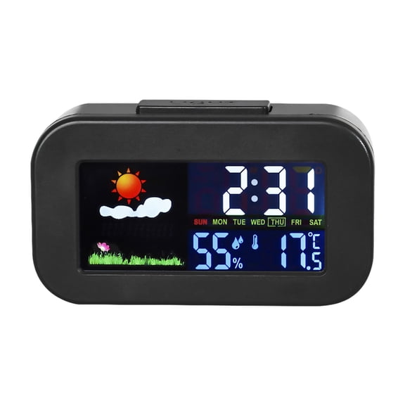 Electronic Weather Clock Color Screen Display for Home Office Desk Temperature M