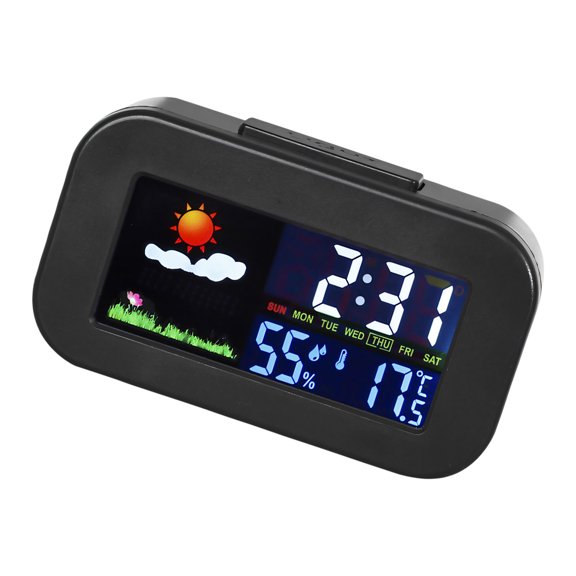 Electronic Weather Clock with Colorful Backlight Simple Design Weather Clock for Indoor Temperature Humidity And Time Display