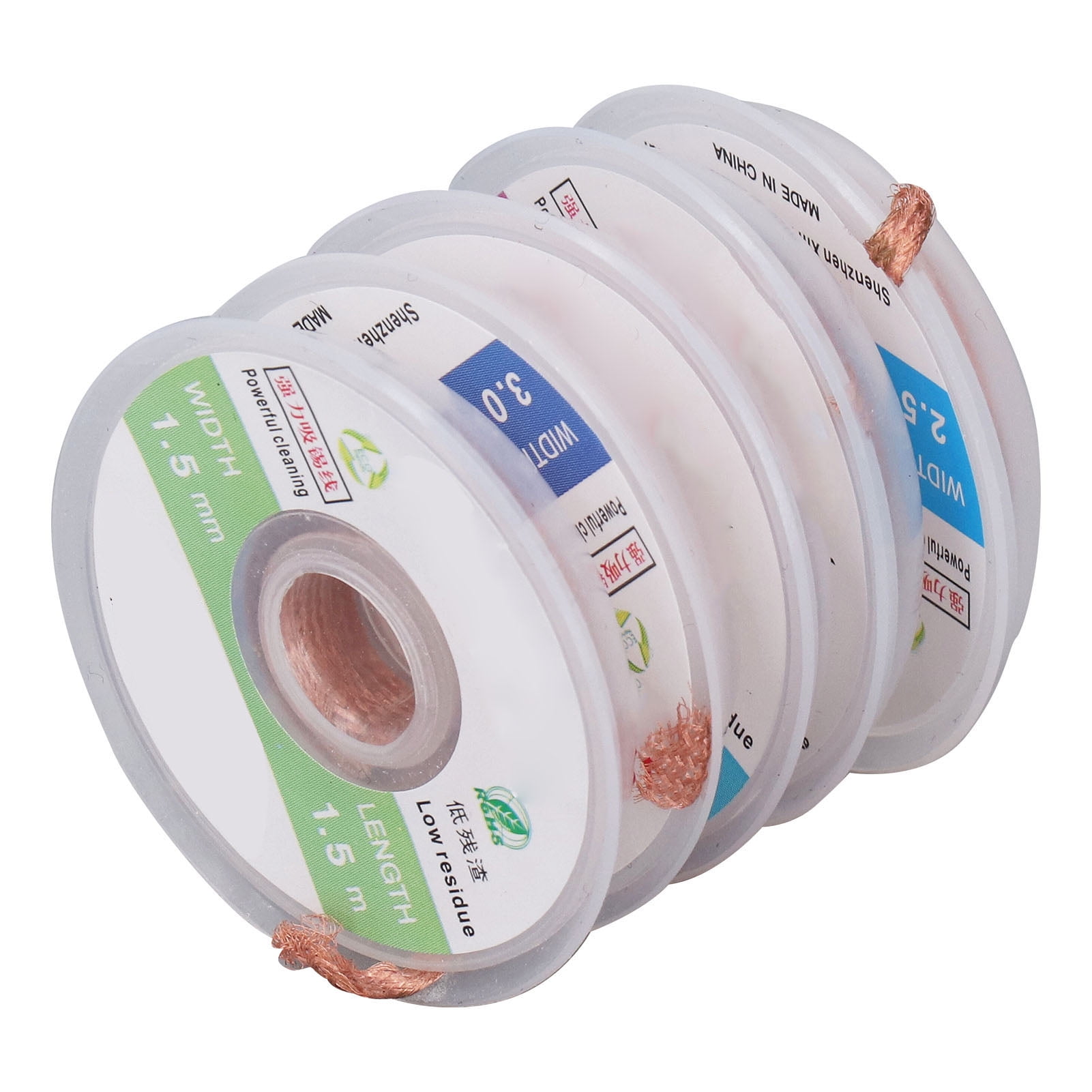 Electronic Welding Wicks, Thermal Conductivity 1.5m Length Soldering Wick Different Width 5Pcs