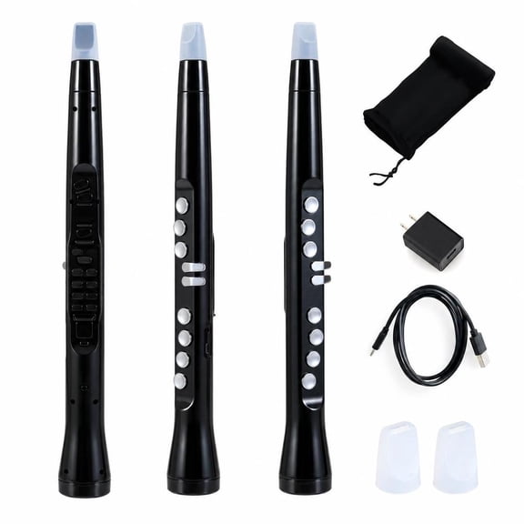 Electronic Wind Instrument Synthesizer, Rechargeable Digital Saxophone, 100 Tones, Wireless MIDI, Black