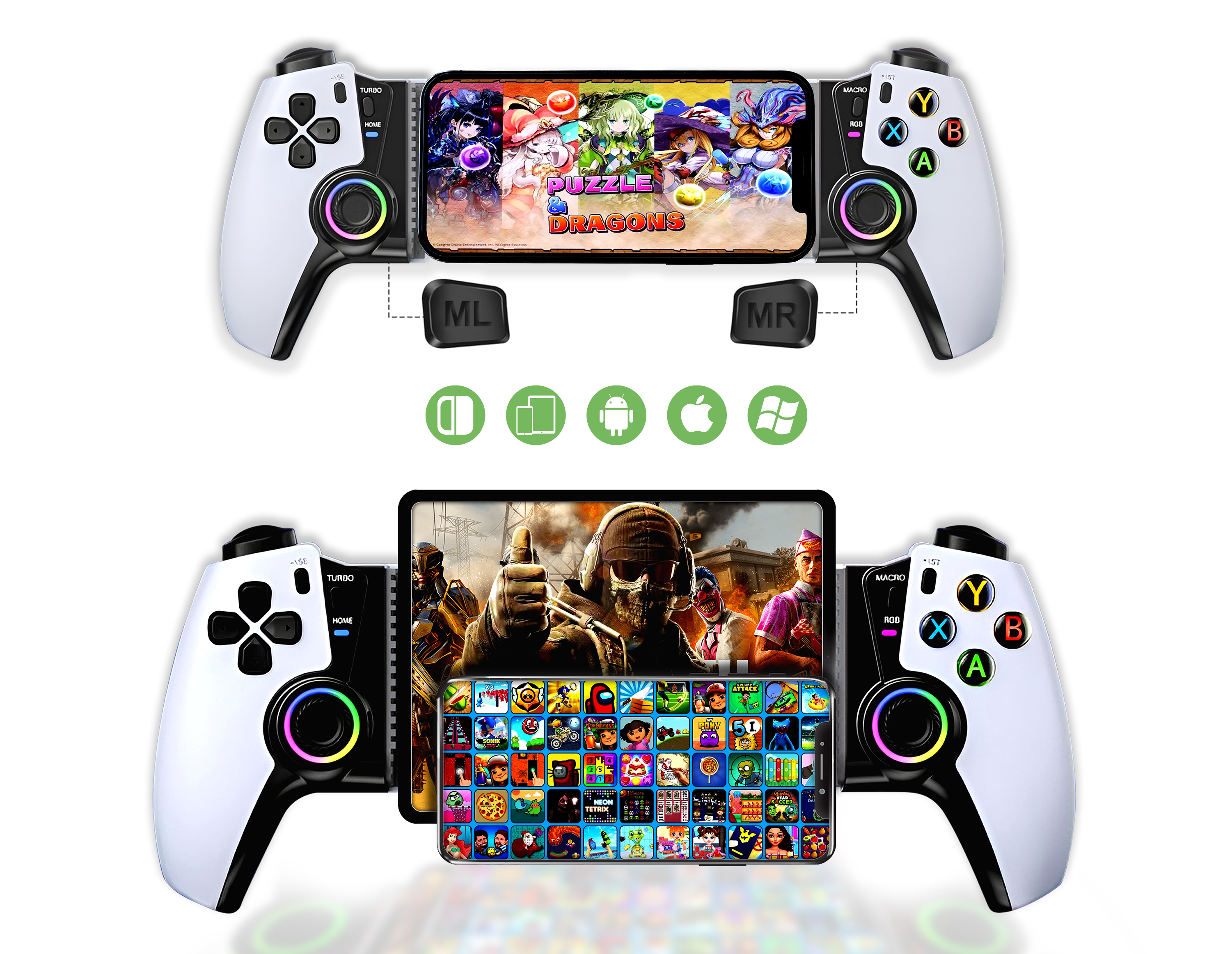 Electronic World Wireless Bluetooth Mobile Gaming Controller Gamepad ...