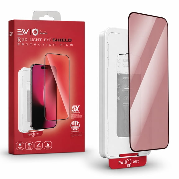 Electronic World Red Light Therapy Screen Protector for iPhone, Bubble-Free HD Tempered Glass, Edge-to-Edge Scratch Resistant Protective Film with Installation Kit