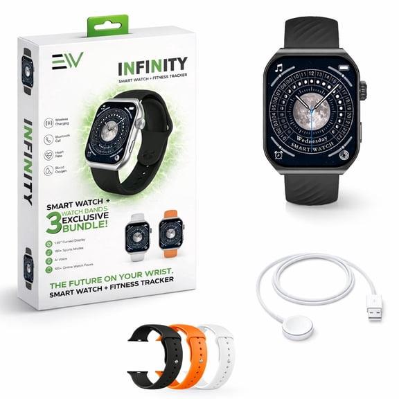 Electronic World Smart Watch for iPhone & Android with 3 Bands, Bluetooth Calling & Text, Fitness Tracker with Heart Rate, SpO2 & Sleep Monitor, 1.95" HD Display, 100+ Sport Modes, for Men & Women