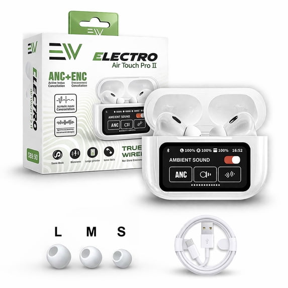 Electronic World Earbuds with Charging Cable, for iPhone & Android, White