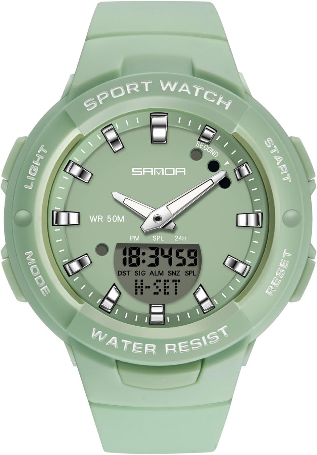 Electronic Wristwatch Digital Analog Quartz Watches Ladies Simple Resin 50M Waterproof Watch Multifunctional Military for Women