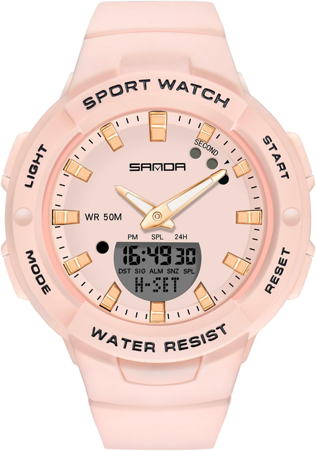 Electronic Wristwatch Digital Analog Quartz Watches Ladies Simple Resin 50M Waterproof Watch Multifunctional Military for Women