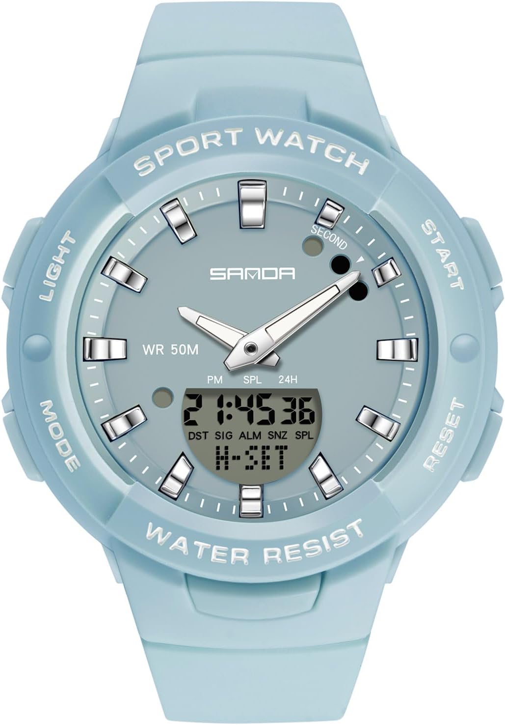 Electronic Wristwatch Digital Analog Quartz Watches Ladies Simple Resin 50M Waterproof Watch Multifunctional Military for Women