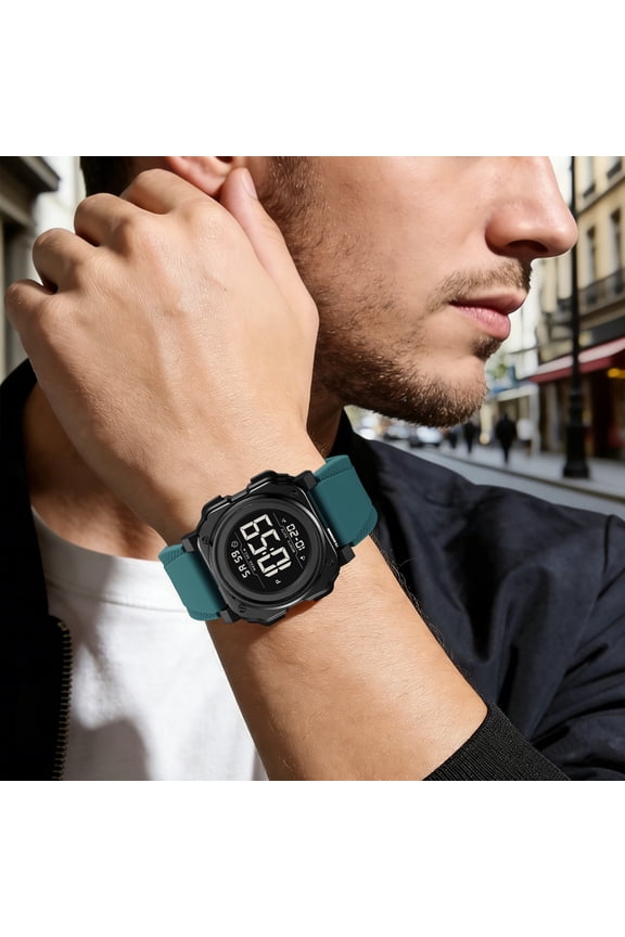 Electronic Wristwatch, Digital Multi-Functional Waterproof Timepiece, Shockproof Sports Watch, LED Display Timer for Daily Wear, Outdoor, Running, Hiking & Casual Use