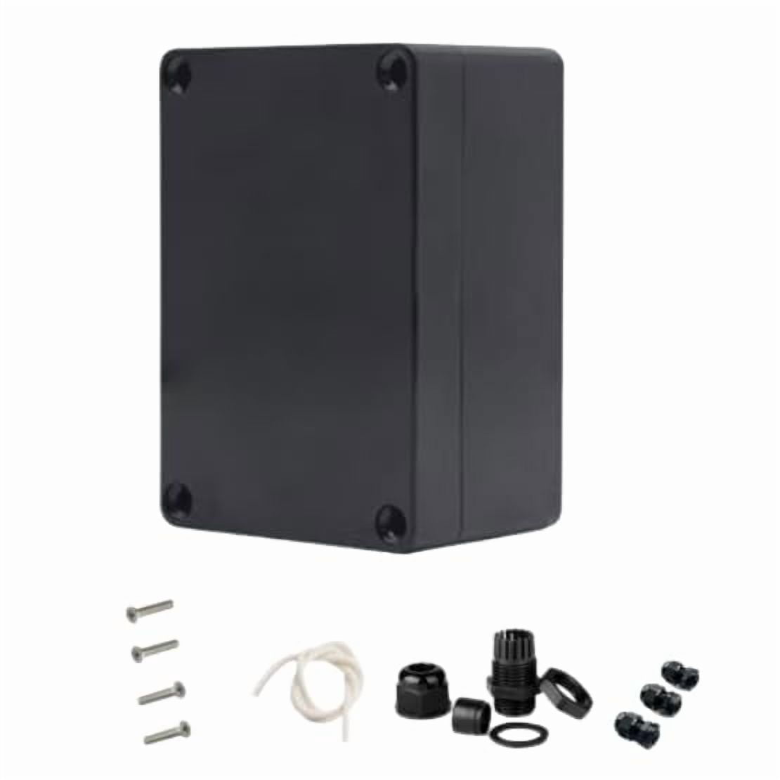 Electronic project box - electrical enclosure, plastic dustproof and waterproof 65 junction box, with 4 x 16 cable connectors black (7.874.722.95 inches (20012075 millimeters))