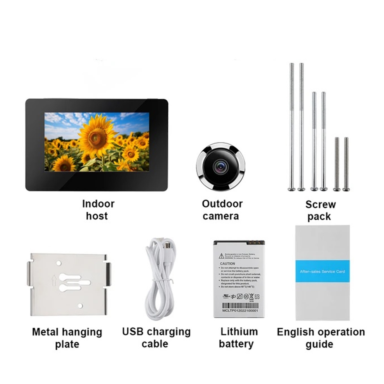 Folding solar panels 720p Mini HD Smart Security Camera 4.3-inch Indoor LCD Screen Doorbell Solar charger