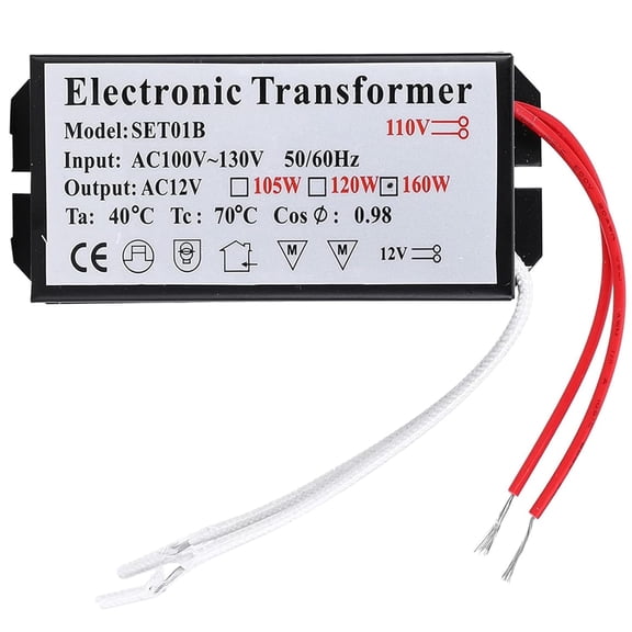 Electronic transformer, 110 to 12 transformer 120/160 voltage converter electronic transformer, smart power driver, power converter voltage converter, suitable for halogen lamp beads (160)