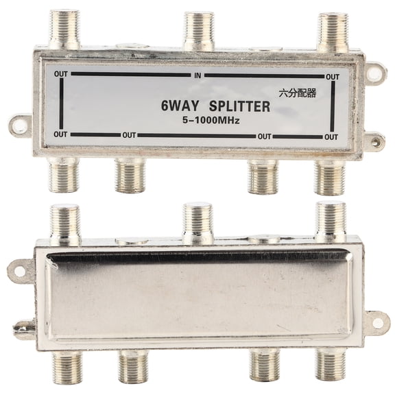 Electronics 6 Way Coax Cable Splitter CATV TV Antenna Signal Split for Home Use