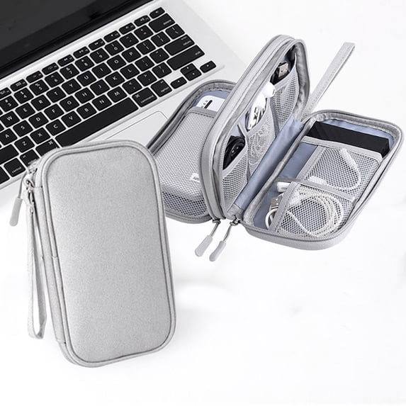 Electronics Accessories Organizer Bag with Hard Protective Case for Cables, Power Bank, USB, and Earbuds – Multi-Layer Travel Storage Pouch Dustproof and Water Resistant