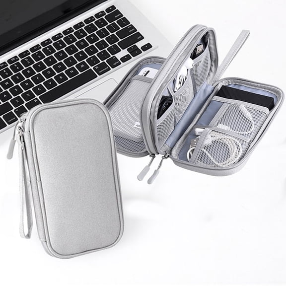 Electronics Accessories Organizer Bag with Hard Protective Case for Cables, Power Bank, USB, and Earbuds – Multi-Layer Travel Storage Pouch Dustproof and Water Resistant