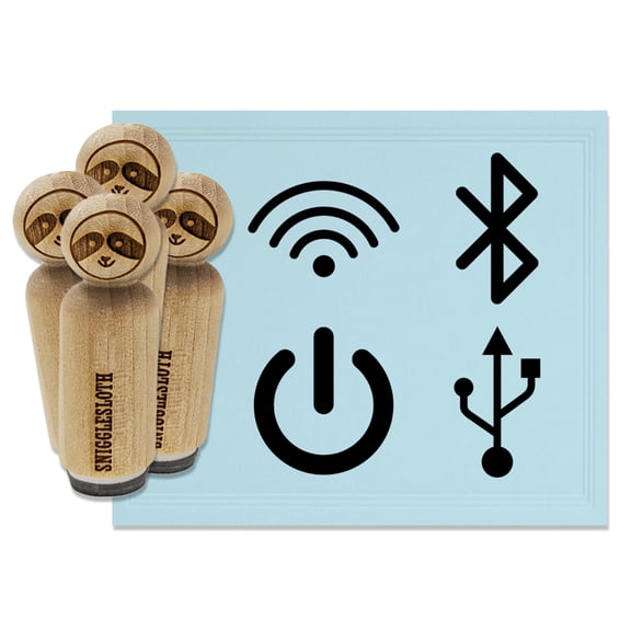 Electronics Computer Symbols USB Bluetooth Wifi Power Rubber Stamp Set for Scrapbooking Crafting Stamping - Small 3/4 Inch