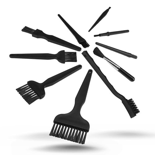Electronics, Computers, 3D Printers, Anti Static Brush Tool Cleaning Kit - Set of 10 Brushes Koldwater (Electrostatic Discharge) with Zipper Pouch for Storage - Black Zipper