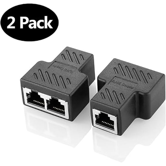 OFEFE Splitter Connectors Adapter 1 to 2 Ethernet Coupler Double Socket HUB Interface Contact Modular Plug Connect Network LAN Internet Cat5 Cat62 Pack