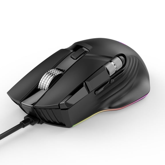 Electronics Gaming RGB Wired Gaming Mouse with 7 Lighting Modes, Ergonomic Design, Dual Scroll Wheels, Macro Programmable, 1200DPI-12400DPI