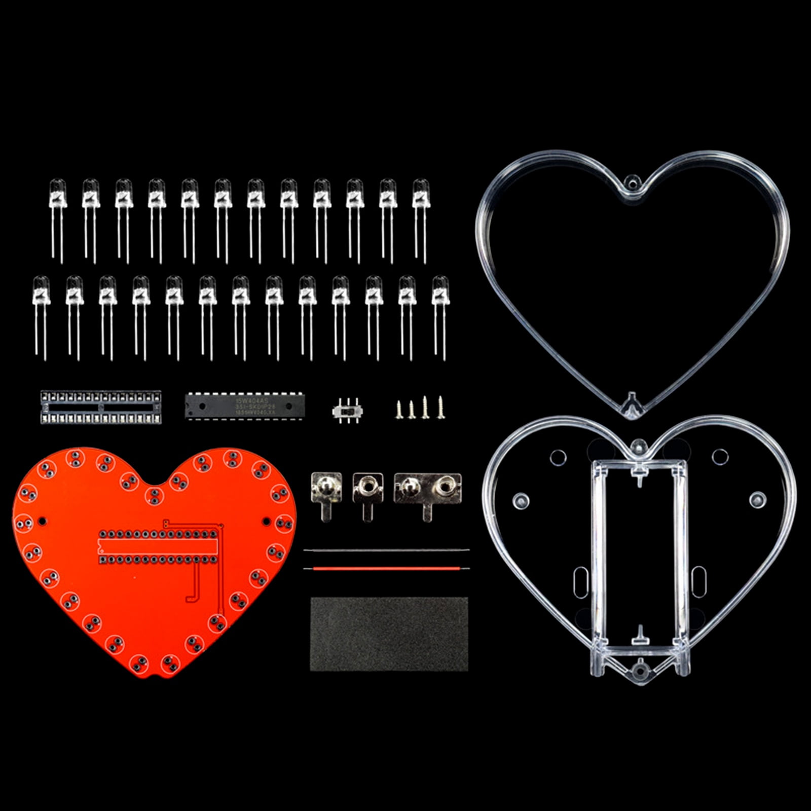 Electronics Kits with Heart Shaped RGBs LED Lights, Soldering Practice ...
