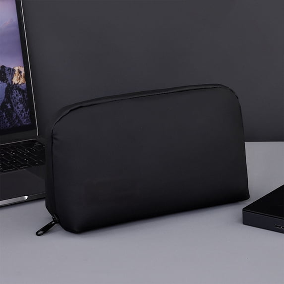 Electronics Organizer Bag, Multi-Compartment Cable Storage Case for Power Bank and Portable Hard Drive, Water-Resistant Travel Accessory Pouch(Black)