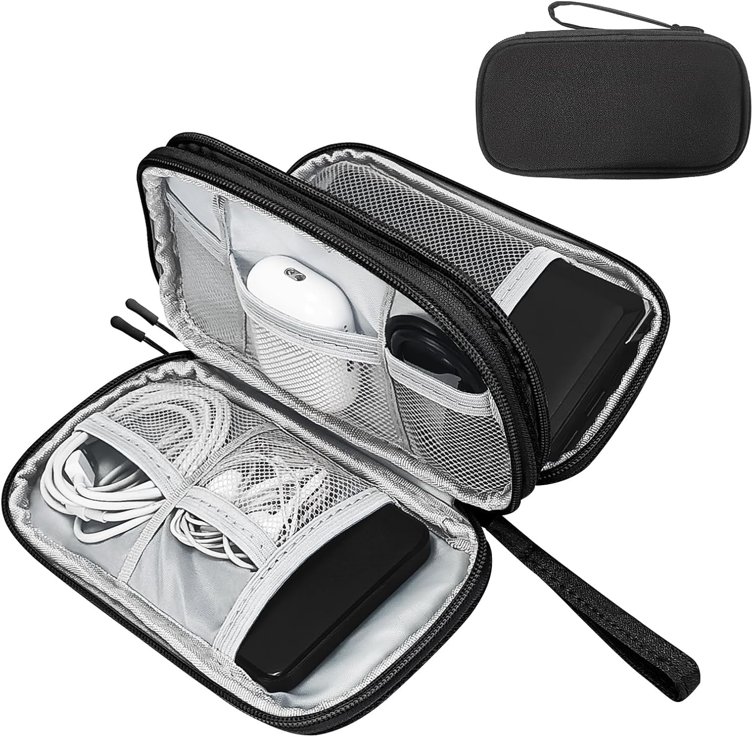 Electronics Organizer Travel Cable Charger Case, Dual Zipper ...