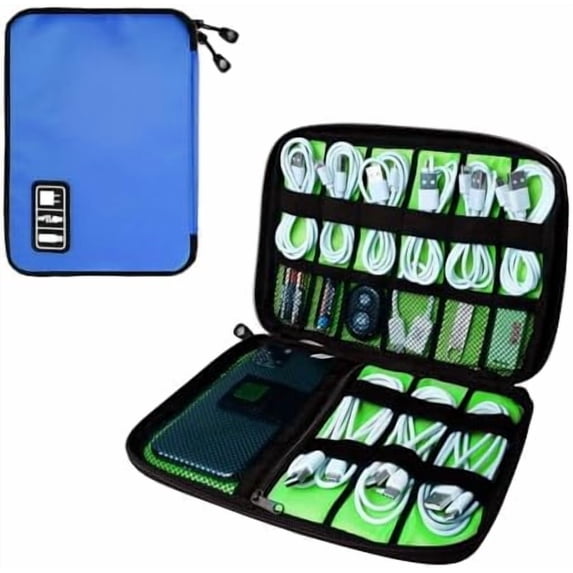 Electronics Organizer Travel Case,Electronic Accessories Storage Bag,Portable Waterproof Cable Organizer Bag,Travel Cord Organizer Bags for Small Charging Cord Storage,SD Card-Royal Blue