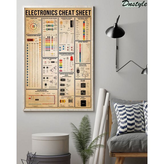 Electronics cheat sheet poster 11 x 17 Inch Poster