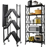 Electronicstar Black 5-Tier Heavy Duty Foldable Metal Rack Storage