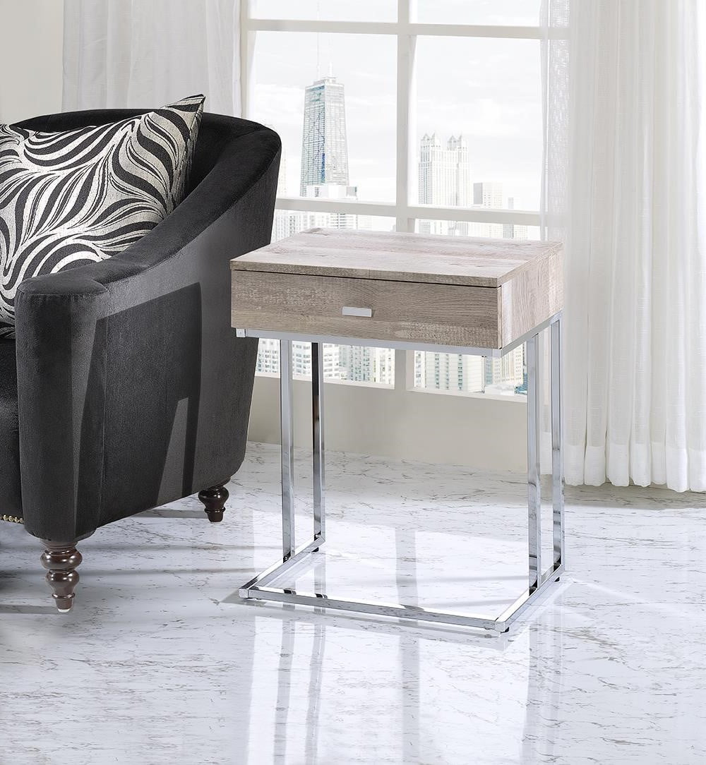 Electronn Brown Color Accent Table Wood & Metal