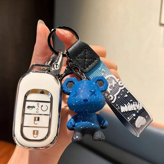 Electroplate Car Remote Key Cover Case Shell Fob For Honda Civic 2022 4 Buttons Key Protector Holder Keychain Men Accessories