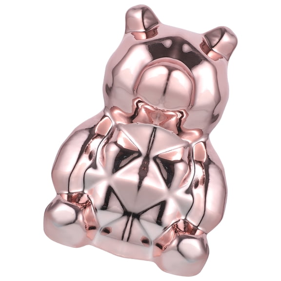 Raindrops Rose Gold Ceramic Bear Figurine for Decor Smooth Surface Delicate and Unique 4 5 inches