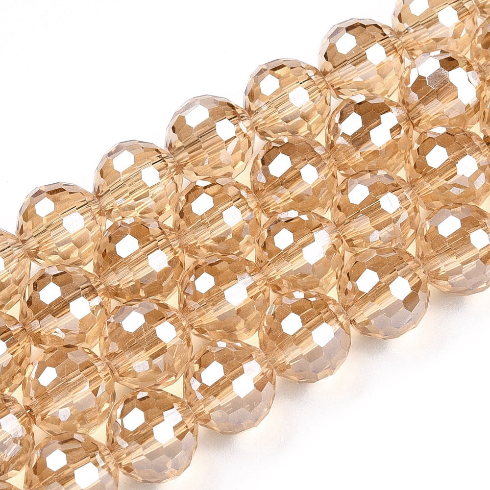 Electroplate Glass Bead Strands Rainbow Color Plated Faceted(96 Facets) Round Goldenrod 10mm Hole: 1.6mm about 72pcs/strand 22.4 inch