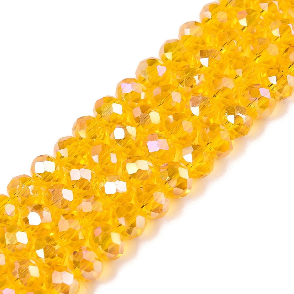 Electroplate Glass Beads Strands AB Color Plated Faceted Rondelle Dark Orange 6x5mm Hole: 1mm about 84~85pcs/strand 16.34~16.54 inch(41.5~42cm)