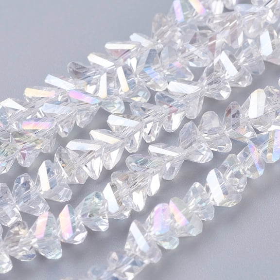 Electroplate Glass Beads Strands AB Color Plated Faceted Triangle Clear AB 4.5x5x6mm Hole: 1mm 100pcs/strand 13.7 inch(35cm) diy