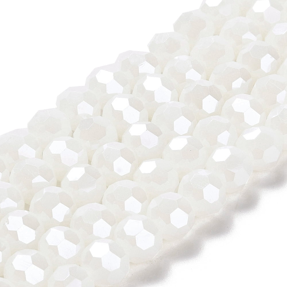 Electroplate Glass Beads Strands Faceted(32 Facets) Pearl Luster Plated Round WhiteSmoke 10mm Hole: 1.2mm about 65~69pcs/strand 23.03~24.49 inch(58.5~62.2cm)