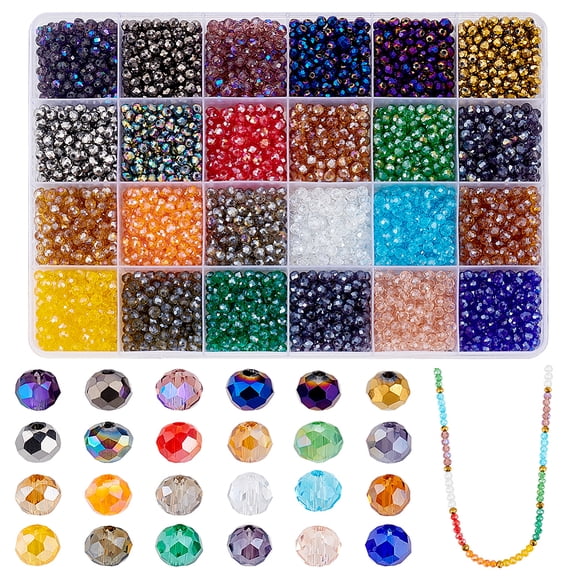 Electroplate Glass Beads Strands Faceted Rondelle Transparent Pearl Luster Plated AB Color Plated Rainbow Plated Mixed Color 4x3mm