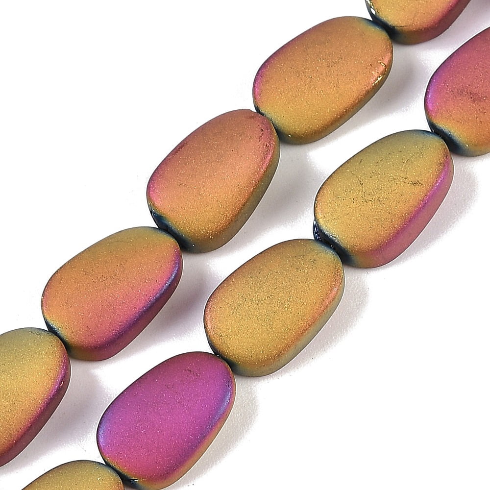 Electroplate Glass Beads Strands Frosted Oval Magenta 14x9x4.5mm Hole: 1mm about 50pcs/strand 27.17 inch(69cm)